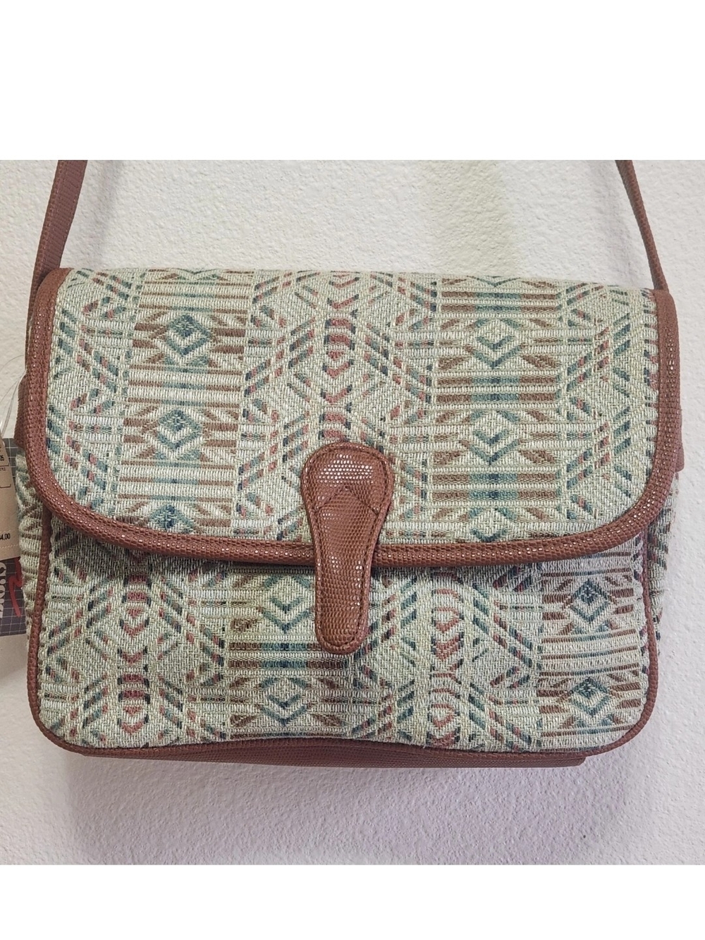 VTG 90s BG Street Aztec Tapestry Carpet Crossbody Bag 10x9x4 Bon Marche Hippie